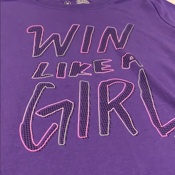 Purple Girls Under Armour T - Win Like A Girl YSM - Picture 3 of 3